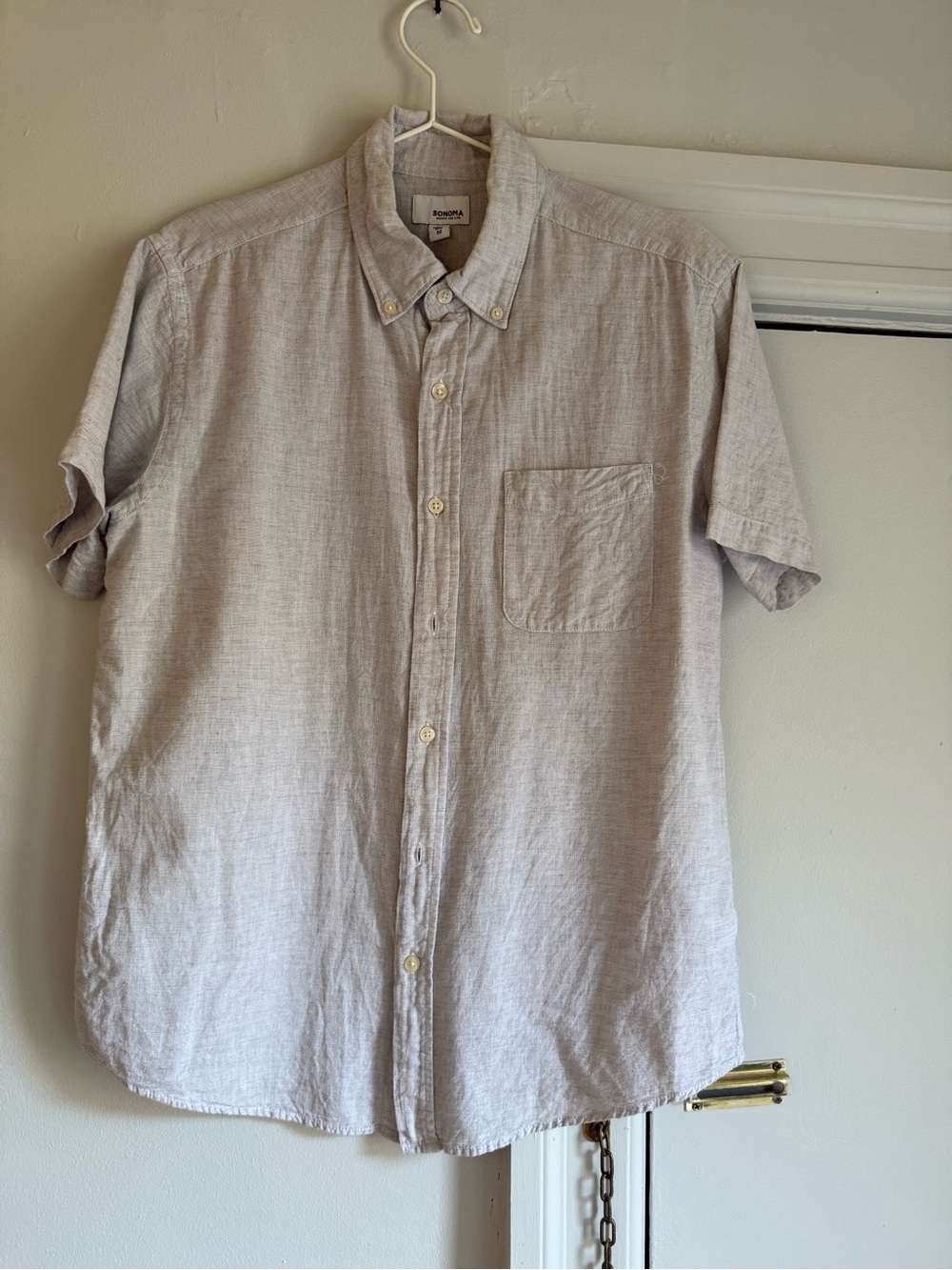 Sonoma Short Sleeve Button-Down Shirt in Grey
